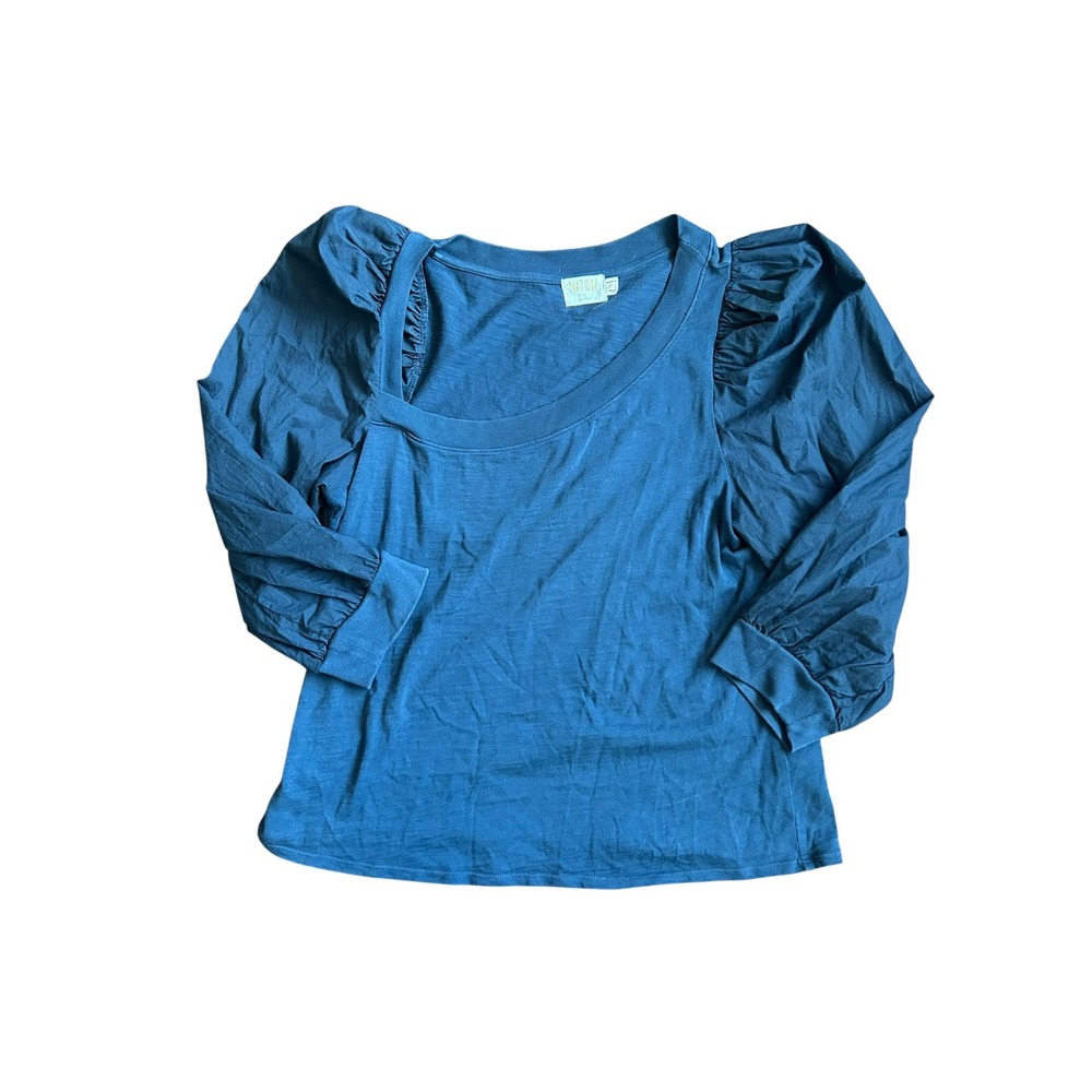 Nation LTD Teal-Blue Puff Sleeve Long Sleeve Tee